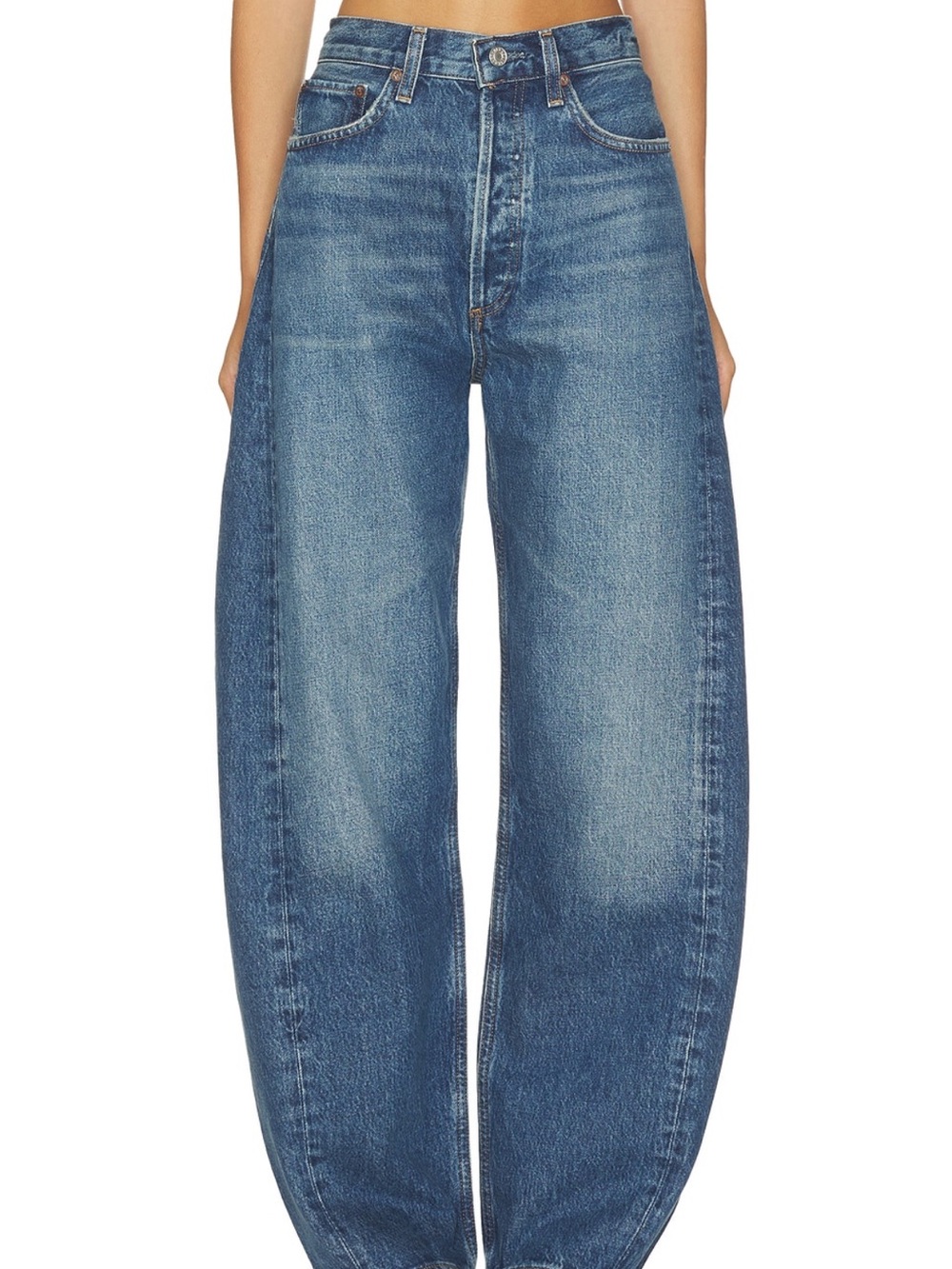Agolde Luna Pieced Bubble Jeans High-Rise - Blue